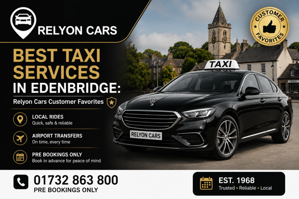 Relyon Cars private hire taxi service driving through Edenbridge Kent