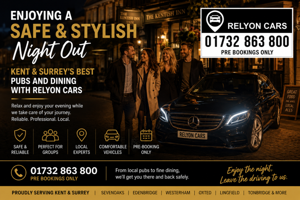 Enjoying a Safe and Stylish Night Out: Kent & Surrey’s Best Pubs and Dining with Relyon Cars