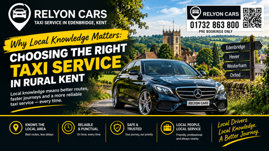 Rural Kent taxi service driving through picturesque country lanes near Hever